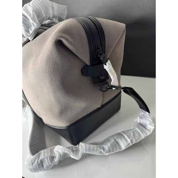 $475 NEW URI MINKOFF Waverley Weekender Taupe Black Bag Travel Canvas Leather - Picture 6 of 10